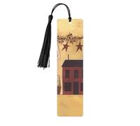 Wooden Bookmark for Men Women Novelty Gag Beige Brown House and Fruit Bookmark for Book Lovers Unique Handmade Book Marks with Tassel Pendant Craft Book Mark Accessories