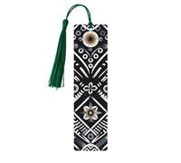 Wooden Bookmark for Men Women Novelty Gag Black White Pattern Bookmark for Book Lovers Unique Handmade Book Marks with Tassel Pendant Craft Book Mark Accessories