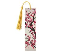 Wooden Bookmark for Men Women Novelty Gag Blooming Cherry Tree Bookmark for Book Lovers Unique Handmade Book Marks with Tassel Pendant Craft Book Mark Accessories