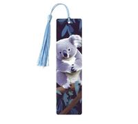 Wooden Bookmark for Men Women Novelty Gag Bookmark for Book Lovers Unique Handmade Book Marks with Tassel Pendant Craft Lovely Koala Book Marks Accessories