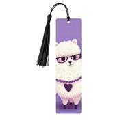 Wooden Bookmark for Men Women Novelty Gag Love Alpaca Purple Bookmark for Book Lovers Unique Handmade Book Marks with Tassel Pendant Craft Book Mark Accessories
