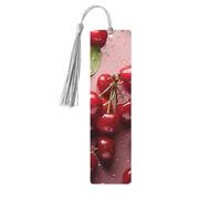 Wooden Bookmark for Men Women Novelty Gag Lovely Sweet red Cherry Bookmark for Book Lovers Unique Handmade Book Marks with Tassel Pendant Craft Book Mark Accessories