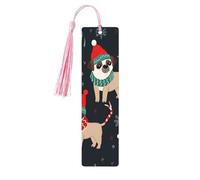 Wooden Bookmark for Men Women Novelty Gag Merry Christmas Dog Bookmark for Book Lovers Unique Handmade Book Marks with Tassel Pendant Craft Book Mark Accessories