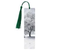 Wooden Bookmark for Men Women Novelty Gag White Snow Tree Bookmark for Book Lovers Unique Handmade Book Marks with Tassel Pendant Craft Book Mark Accessories