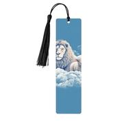 Wooden Bookmark Gifts - Lamb with A Lion On The Clouds Bookmark with Tassels Creative Vintage Wood Book Mark for Book Lovers Handmade Reading Page Markers Christmas Gift for Men Women