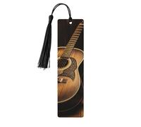 Wooden Bookmark Gifts - Old west Guitar Bookmark with Tassels Creative Vintage Wood Book Mark for Book Lovers Handmade Reading Page Markers Christmas Gift for Men Women