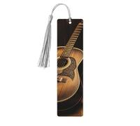 Wooden Bookmark Gifts - Old west Guitar Bookmark with Tassels Creative Vintage Wood Book Mark for Book Lovers Handmade Reading Page Markers Christmas Gift for Men Women