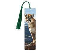 Wooden Bookmark Gifts - Panther Mountain Lion Bookmark with Tassels Creative Vintage Wood Book Mark for Book Lovers Handmade Reading Page Markers Christmas Gift for Men Women