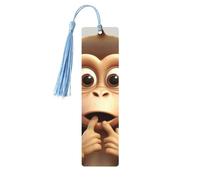 Wooden Bookmark The Silent Monkey Wooden Craft Bookmark Vintage Wood Hanging Tags Bookmarks Ornaments with Tassels Cute Book Mark Reading Page Markers for Women Men Book Lovers
