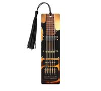 Wooden Bookmarks 5 Pcs for Book Lovers, Handmade DIY Book Mark with Black Tassels Instrumental Guitar Page Markers Artistic Book Accessories Gift for Women Men