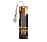 Wooden Bookmarks 5 Pcs for Book Lovers, Handmade DIY Book Mark with Gray Tassels Instrumental Guitar Page Markers Artistic Book Accessories Gift for Women Men