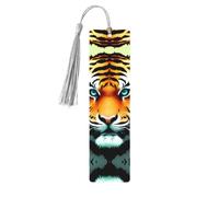 Wooden Bookmarks 5 Pcs for Book Lovers, Handmade DIY Book Mark with Gray Tassels Little Fat Tiger Head Page Markers Artistic Book Accessories Gift for Women Men