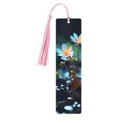 Wooden Bookmarks 5 Pcs for Book Lovers, Handmade DIY Book Mark with Pink Tassels There are Different Little Flowers Page Markers Artistic Book Accessories Gift for Women Men
