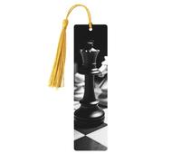 Wooden Bookmarks for Book Lovers, Black and White Chess Bookmark with Tassels Craft Woode Bookmark Tags Label Wood Book Mark Reading Page Markers Ornaments Gift for Women Men