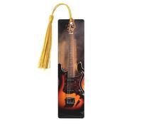 Wooden Bookmarks for Book Lovers, Cool Electric Guitar Bookmark with Tassels Craft Woode Bookmark Tags Label Wood Book Mark Reading Page Markers Ornaments Gift for Women Men