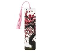 Wooden Bookmarks for Men and Women, Japanese Cherry Tree Bookmarks Handmade Bookmarks with Tassels for Book Lovers, Birthday, Teacher, Pack of 5