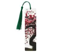 Wooden Bookmarks for Men and Women, Japanese Cherry Tree Bookmarks Handmade Bookmarks with Tassels for Book Lovers, Birthday, Teacher, Pack of 5