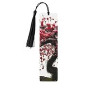 Wooden Bookmarks for Men and Women, Japanese Cherry Tree Bookmarks Handmade Bookmarks with Tassels for Book Lovers, Birthday, Teacher, Pack of 5