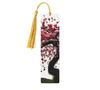 Wooden Bookmarks for Men and Women, Japanese Cherry Tree Bookmarks Handmade Bookmarks with Tassels for Book Lovers, Birthday, Teacher, Pack of 5