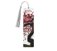 Wooden Bookmarks for Men and Women, Japanese Cherry Tree Bookmarks Handmade Bookmarks with Tassels for Book Lovers, Birthday, Teacher, Pack of 5