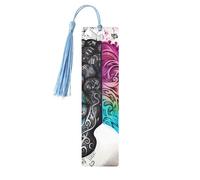 Wooden Bookmarks for Men Women 5 Pack - Left & Right Brain Pattern Unique Handmade Bookmark with Tassel Bookmark Craft Bookmark for Book Lovers Gift