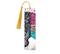 Wooden Bookmarks for Men Women 5 Pack - Left & Right Brain Pattern Unique Handmade Bookmark with Tassel Bookmark Craft Bookmark for Book Lovers Gift