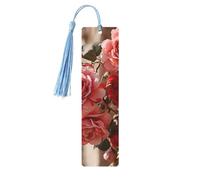 Wooden Bookmarks for Men Women - Climbing Roses on Wall - Unique Handmade Bookmarks with Tassel Bookmarks for Book Lovers, Birthday Bookmarks for Book Lovers, 5 Pack