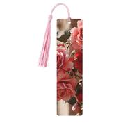 Wooden Bookmarks for Men Women - Climbing Roses on Wall - Unique Handmade Bookmarks with Tassel Bookmarks for Book Lovers, Birthday Bookmarks for Book Lovers, 5 Pack