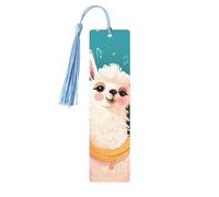 Wooden Bookmarks for Men Women Cute Llama Singing on Music Notes Unique Handmade Bookmarks with Tassel Bookmarks for Book Lovers Bookmarks for Book Lovers (5 Pack)