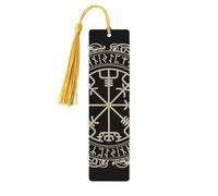 Wooden Bookmarks for Men Women Magic Design Nordic Runes Compass Bookmarks Unique Handmade Wooden Bookmarks with Tassel Bookmarks for Book Lovers Bookmarks for Book Lovers 5 Pack