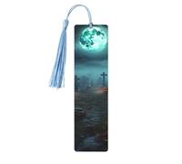 Wooden Bookmarks for Men Women, Pumpkin Graveyard Graveyard Bookmarks Unique Handmade Bookmarks with Tassel for Book Lovers, Birthday Gift, Teachers (5 Pack)