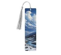 Wooden Bookmarks for Men Women, Snowy Mountains in the Far, Unique Handmade Bookmarks with Tassel for Book Lovers, Birthday Gift and Gift for Women and Men (5 Pack)