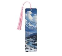 Wooden Bookmarks for Men Women, Snowy Mountains in the Far, Unique Handmade Bookmarks with Tassel for Book Lovers, Birthday Gift and Gift for Women and Men (5 Pack)