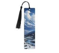 Wooden Bookmarks for Men Women, Snowy Mountains in the Far, Unique Handmade Bookmarks with Tassel for Book Lovers, Birthday Gift and Gift for Women and Men (5 Pack)