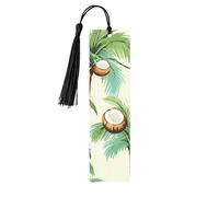 Wooden Bookmarks for Men Women, Summer Coconut Tree Design, 5 Pack Unique Handmade Bookmark with Tassel for Book Lovers, Wooden Bookmark for Teachers, Gift
