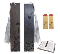 Wooden Bookmarks for Women, Exquisite Fish Flowers Book Marker with Grey Retro Tassels Reading Accessories for Book Lovers