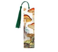 Wooden Bookmarks for Women Men, Japanese Mushroom Design, Unique Handmade Bookmarks with Tassel for Book Lovers, Birthday Gift, Teachers Bookmarks (5 Pack)