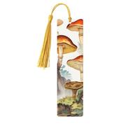 Wooden Bookmarks for Women Men, Japanese Mushroom Design, Unique Handmade Bookmarks with Tassel for Book Lovers, Birthday Gift, Teachers Bookmarks (5 Pack)