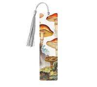 Wooden Bookmarks for Women Men, Japanese Mushroom Design, Unique Handmade Bookmarks with Tassel for Book Lovers, Birthday Gift, Teachers Bookmarks (5 Pack)