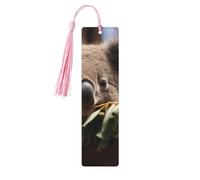 Wooden Bookmarks for Women Men, Koala Dotted Eating Leaves, Unique Handmade Bookmarks with Tassel for Book Lovers, 5 Pack Birthday Gift
