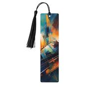 Wooden Bookmarks Set of 5, Double Sided Wild Style Printed with Tassels, Natural Wood Book Marks for Reading, Adults Women Men, Book Lovers Gifts, Reading Accessories