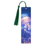 Wooden Bookmarks with Cute Jellyfish and Pom Poms Design (5 Pack)