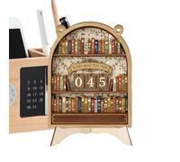 Wooden Books Read This Year Counter, 11x16cm Bookworm Shelf Decor, Reading Challenge Tracker, Book Display Sign For Bookshelf Library Home School Teacher Study Room Bedroom Classroom