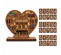 Wooden Books Read This Year Counter, Book Tracker with Flip 0-9 Numbers | Book Counter for Reading Tracker, Bookshelf & Desk Decor, Book Gifts for Readers, Teachers & Librarians