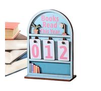 Wooden Books Read This Year Counter, Reading Challenge Tracker Books Read This Year Sign Modern Reading Counter Bookshelf Decor For Readers, Teachers & Library Lovers, 18x13x0.5cm