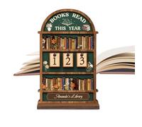 Wooden Books Read This Year Counter, Reading Challenge Trackers, For Bookish Teachers Readers With Stand, Wooden Book Display Sign For Teachers Students Reader