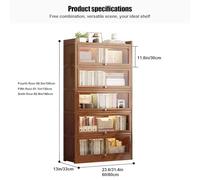 Wooden Bookshelf 3/4/5 Tier Display Case with Acrylic Door Bamboo Storage Shelf 31.4in/80cm Tall MultiLevel Organizer for Home or Office Stylish Book Storage Solution