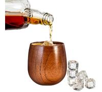 Wooden Bourbon Drinking Glass, Whiskey Tumbler, Bourbon Gifts for Men - Wooden Old Fashioned Glass | Great Whiskey Gifts for Men (flat bottom belly cup)