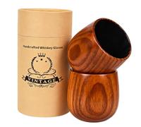 Wooden Bourbon Glass Charred Whiskey Glass Handcrafted 10oz Whiskey Tumbler Old Fashioned Glass Great Whiskey Gifts For Men Husband Dad Brother Birthday Christmas Father's Day Retirement (1.) (2 PS)