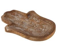 Wooden Bowl/Dish - Hamsa Indian Hand design - Mango Wood